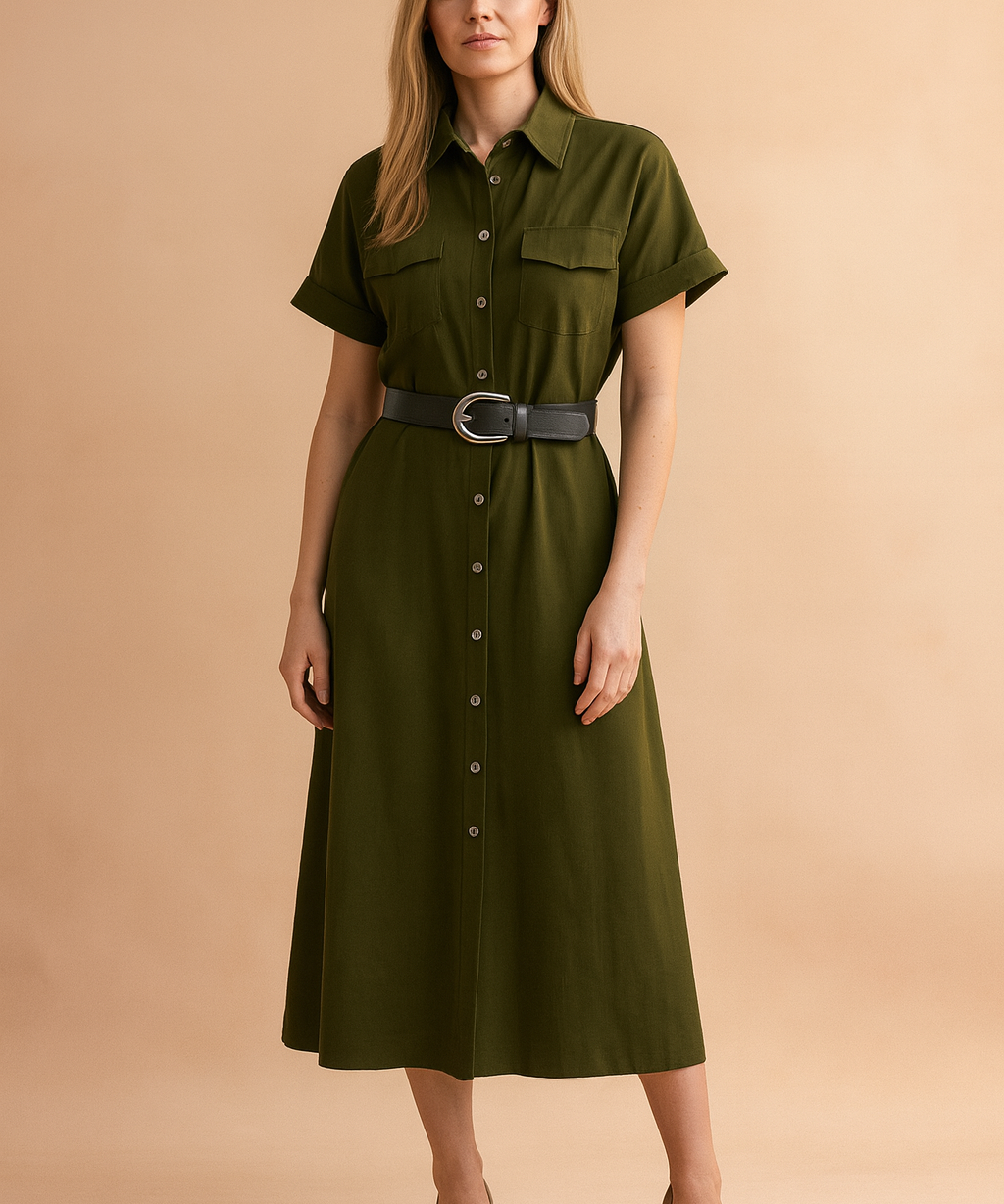 Robe Chemise Élégante Femme Confortable Tissu Léger 0