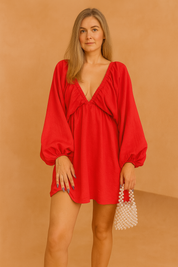 Robe D'Été Femme Aérée Décolleté V Viscose Manches Courtes Chic 0