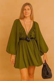 Robe D'Été Femme Aérée Décolleté V Viscose Manches Courtes Chic 3