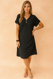 Robe Élégante Femme Col en V Confortable Tissu Léger 1