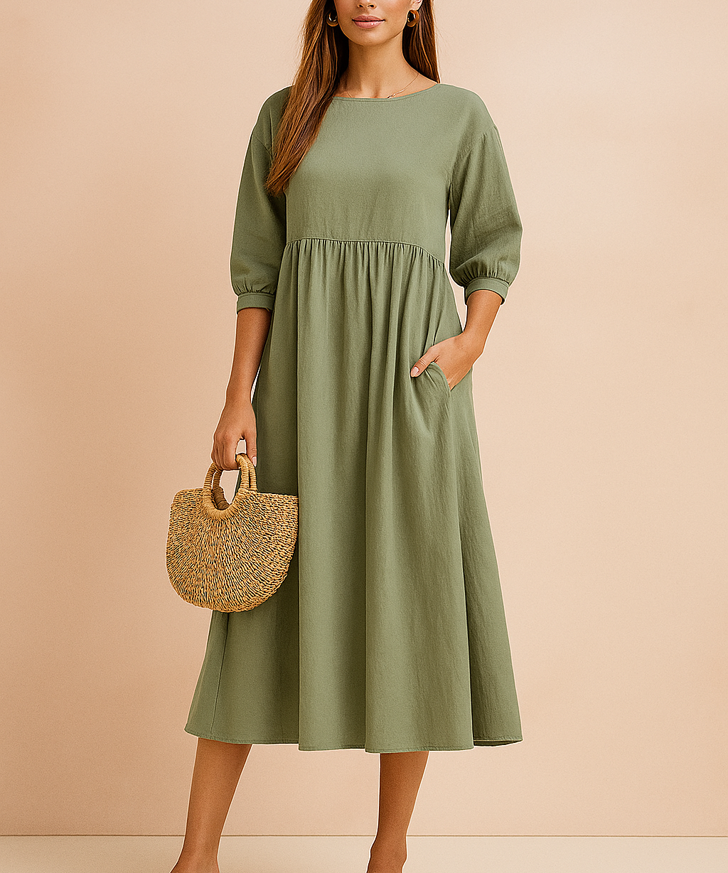 Robe Élégante Mi-Longue Femme Confortable Tissu Doux 0