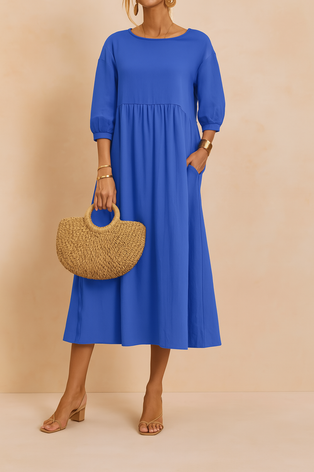 Robe Élégante Mi-Longue Femme Confortable Tissu Doux 6