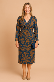 Robe Élégante Midi Femme Décolleté Torsadé Tissu Confortable 0