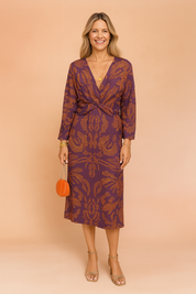 Robe Élégante Midi Femme Décolleté Torsadé Tissu Confortable 1