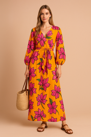 Robe Femme Élégante Décolleté en V Tissu Léger 0