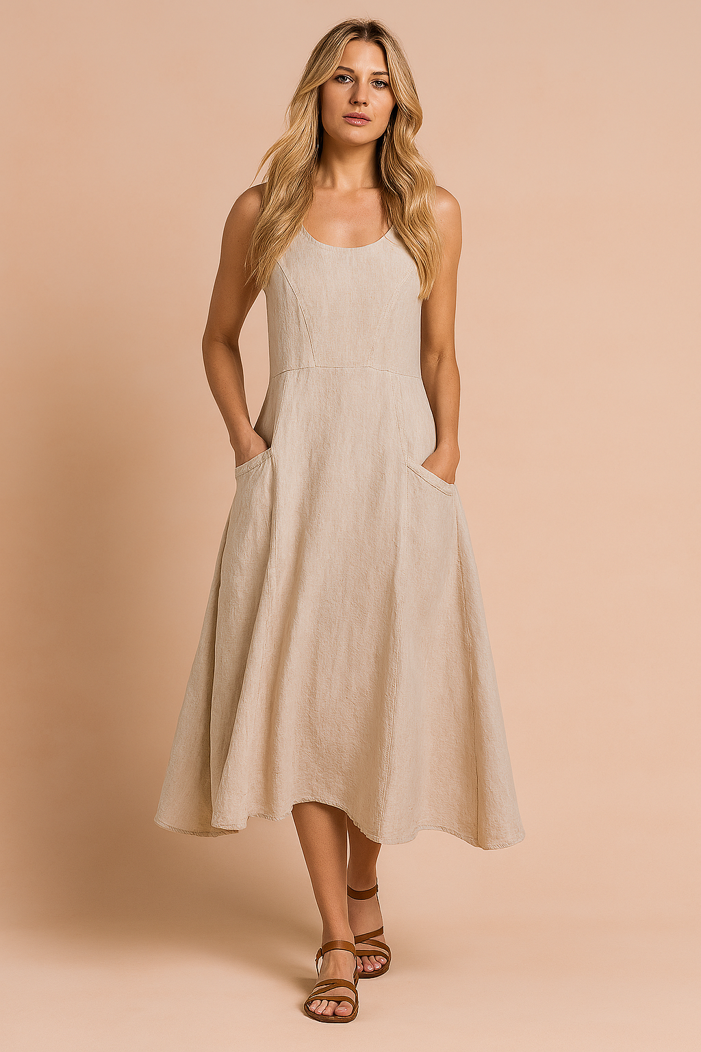 Robe Longue Ample pour Femmes avec Poches en Tissu Confortable 0