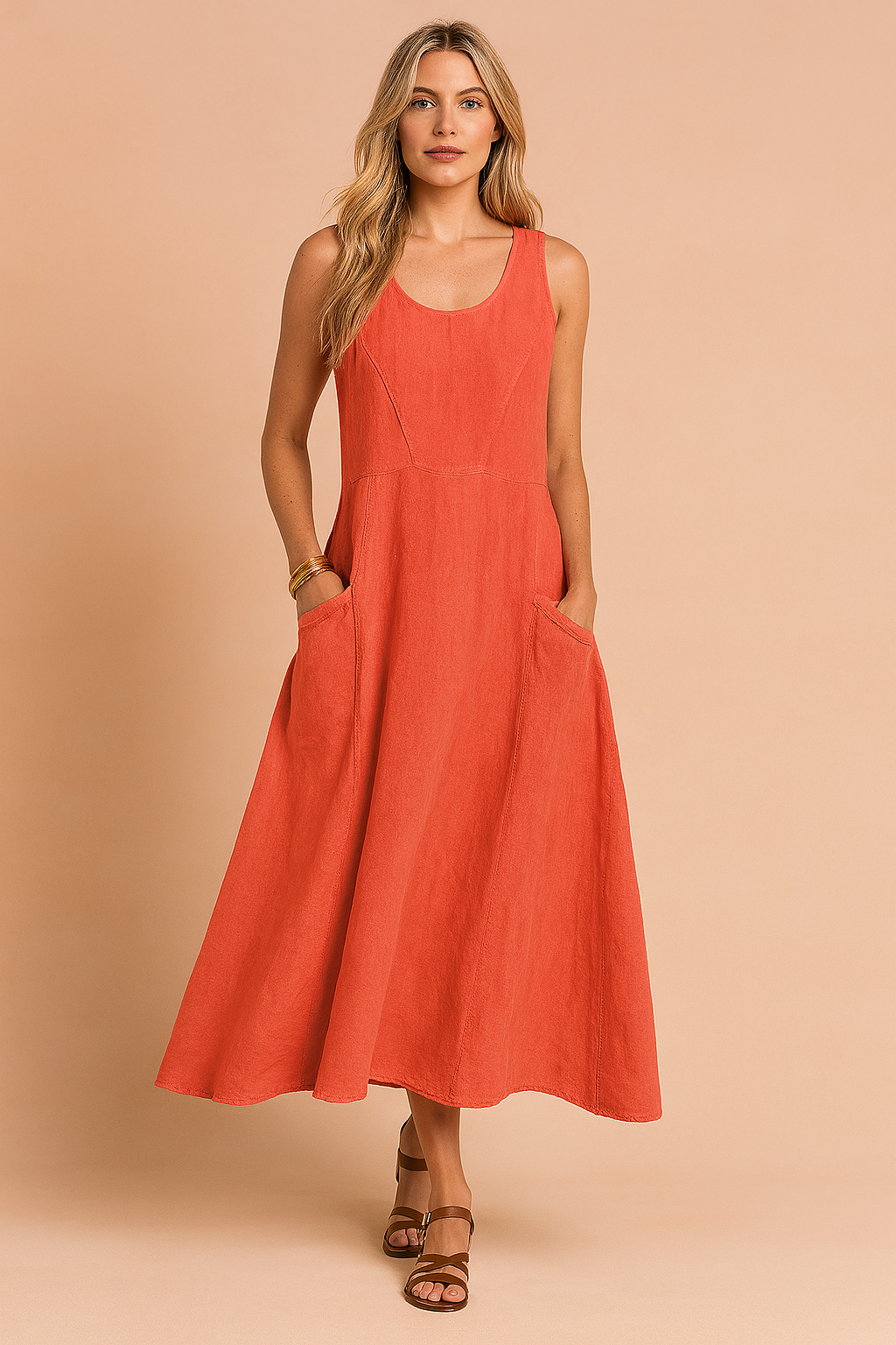 Robe Longue Ample pour Femmes avec Poches en Tissu Confortable 1