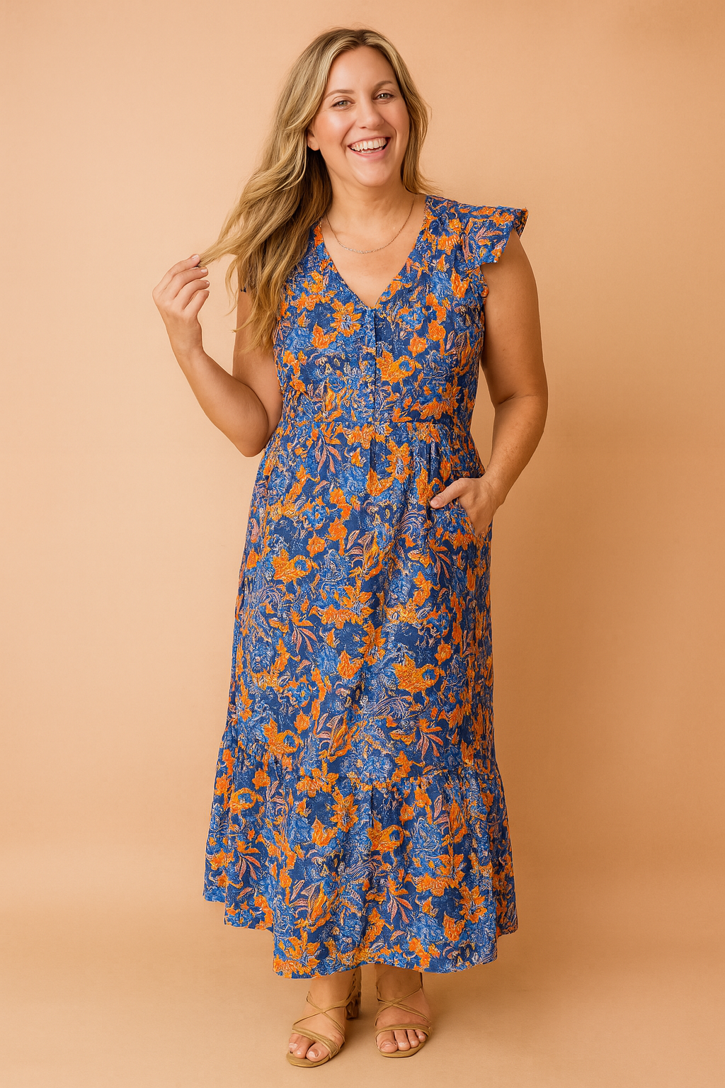 Robe Longue Bohème Femme Confortable Imprimé Floral 0