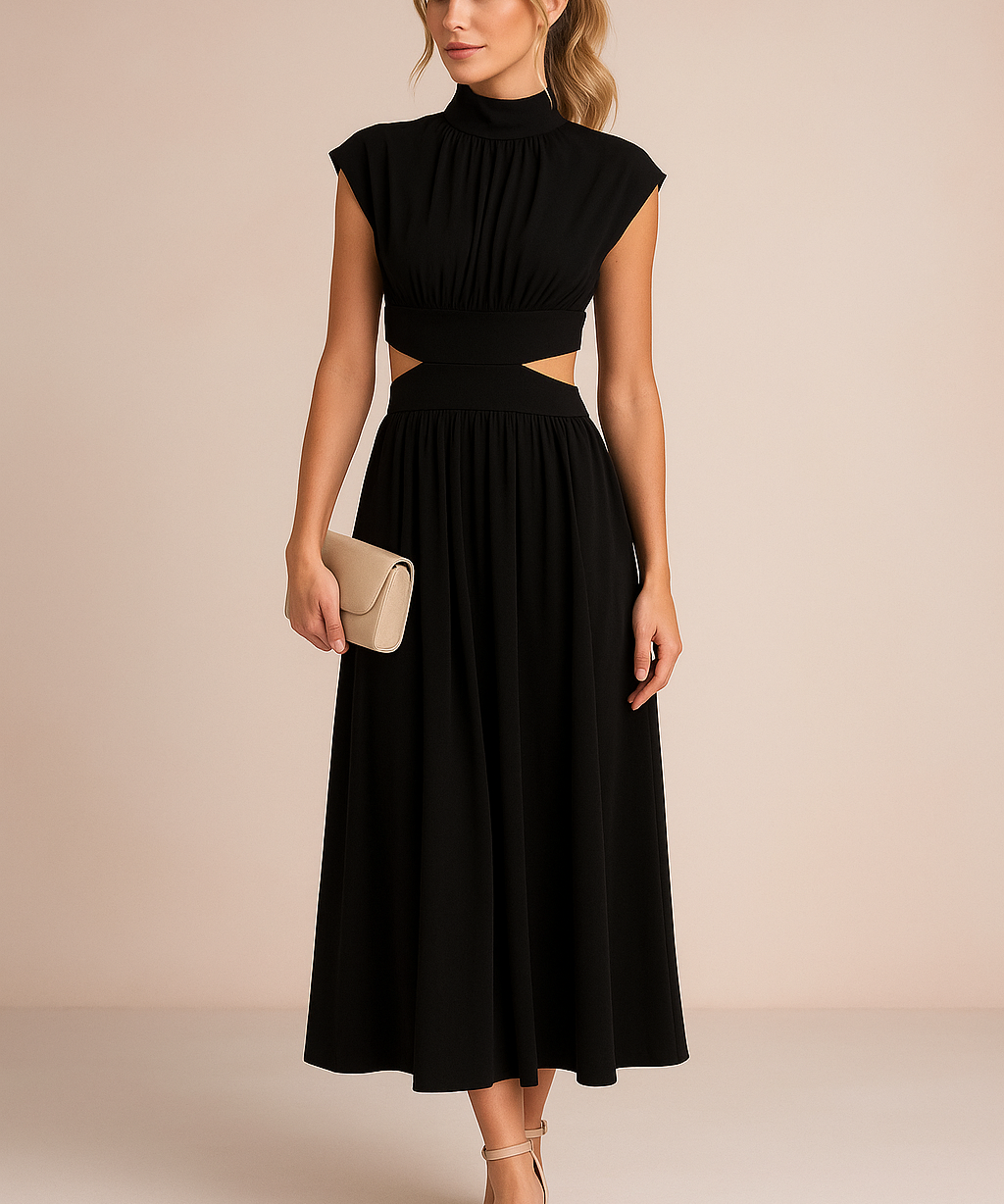 Robe Longue Élégante Femme Découpes Tissu Léger 0