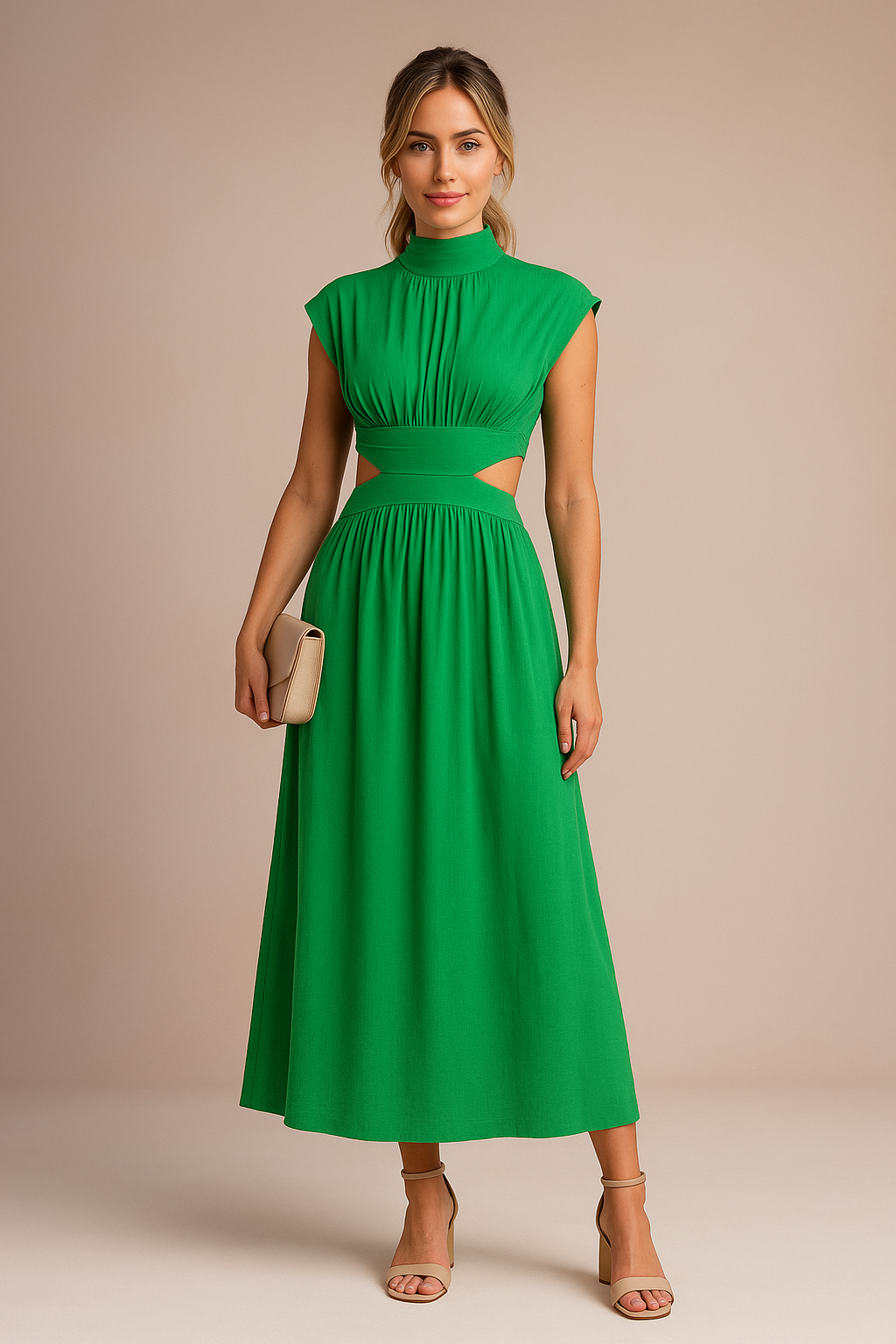 Robe Longue Élégante Femme Découpes Tissu Léger 2