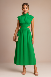 Robe Longue Élégante Femme Découpes Tissu Léger 2