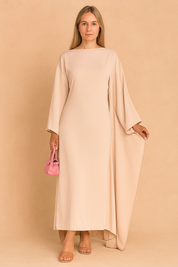 Robe Longue Élégante Femme Manches Chauve-Souris Confortable 0