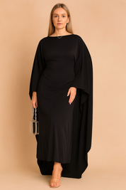 Robe Longue Élégante Femme Manches Chauve-Souris Confortable 1