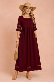 Robe Longue Élégante Femme Style Classique Tissu de Haute Qualité 1