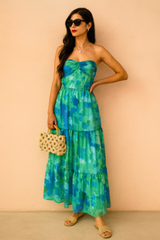 Robe Longue Élégante Fleurie Femme Tissu Confortable 1