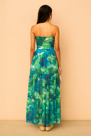 Robe Longue Élégante Fleurie Femme Tissu Confortable 2