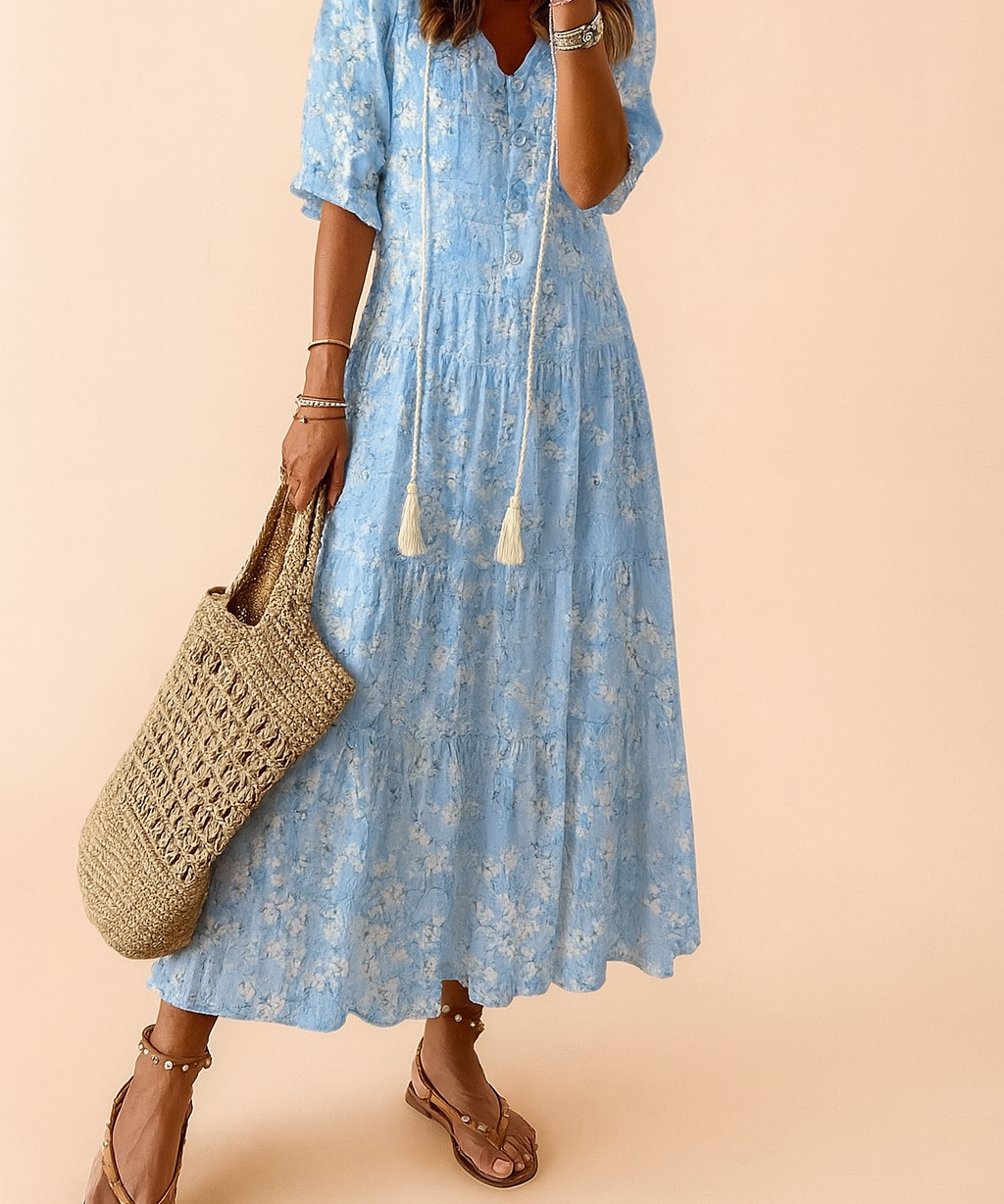 Robe Longue Estivale à Motif Floral Femme Aérée 0