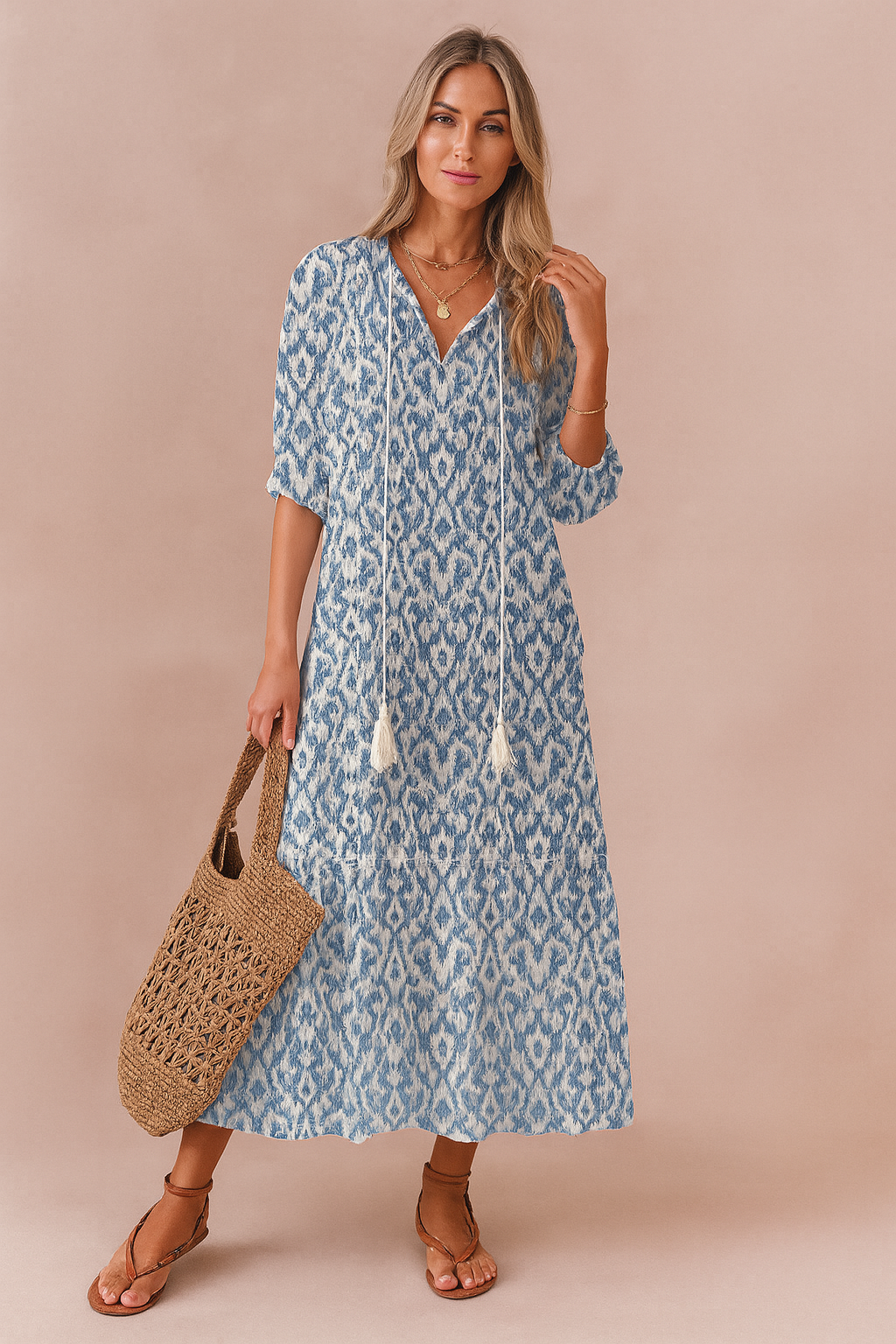 Robe Longue Estivale à Motif Floral Femme Aérée 1