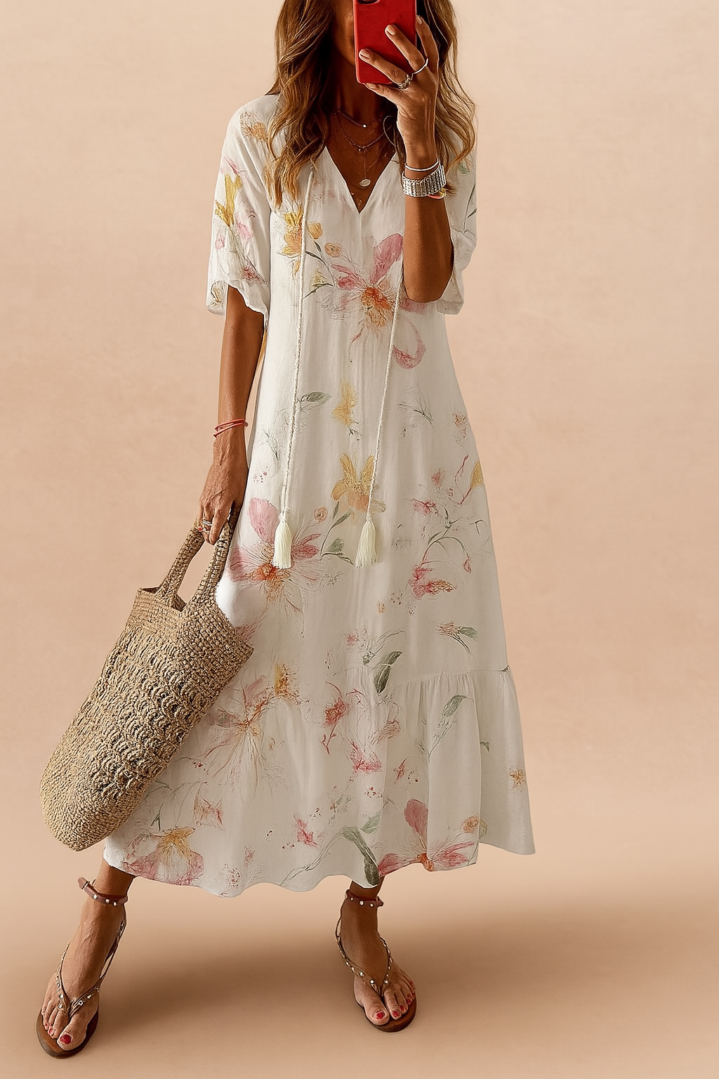 Robe Longue Estivale à Motif Floral Femme Aérée 3