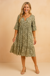 Robe Longue Femme Aérienne Confortable en Tissu Léger Floral 0