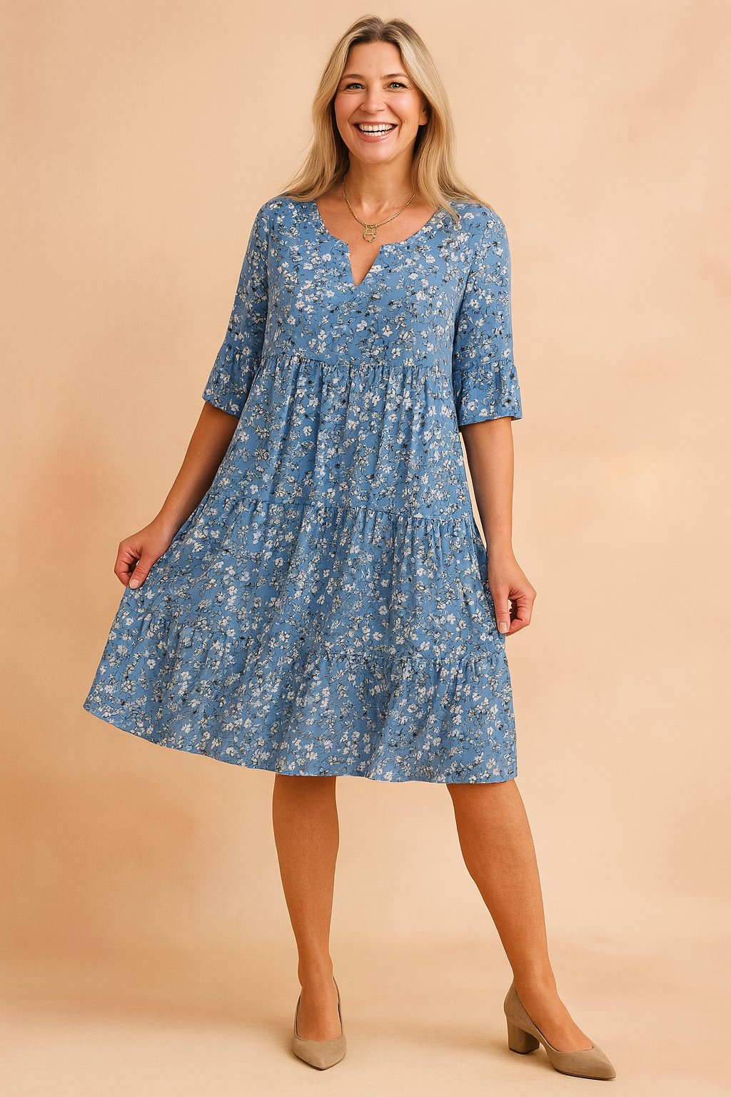 Robe Longue Femme Aérienne Confortable en Tissu Léger Floral 2