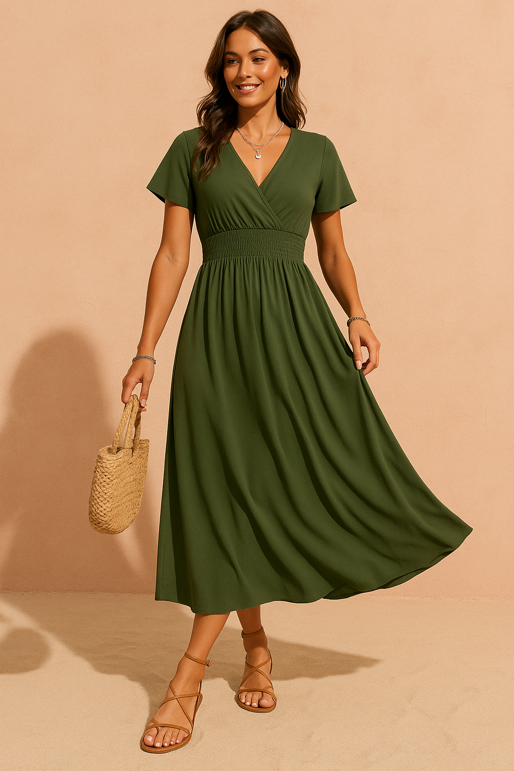 Robe Longue Femme Bohème Confortable Décolleté en V Tissu Haute Qualité 1