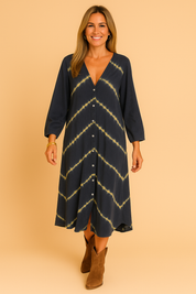 Robe Longue Femme Décontractée Encolure en V Coton Ample 1