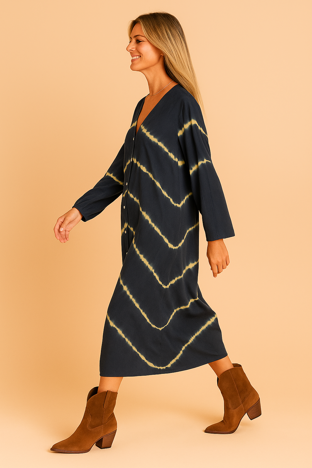 Robe Longue Femme Décontractée Encolure en V Coton Ample 2