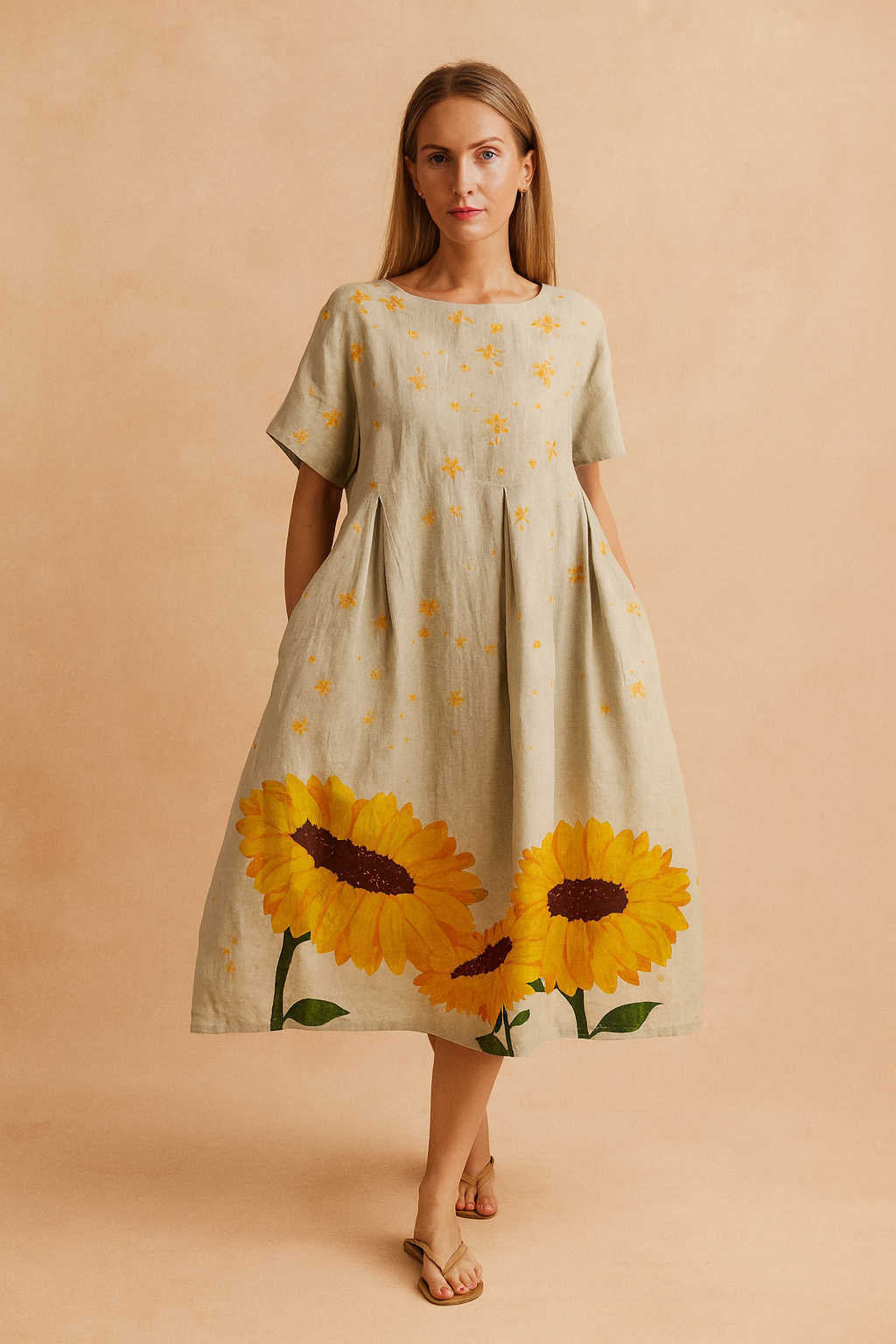 Robe Longue Femme Élégante Imprimé Floral Confortable en Tissu de Haute Qualité 3