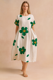 Robe Longue Femme Élégante Imprimé Floral Confortable en Tissu de Haute Qualité 4