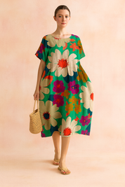 Robe Longue Femme Élégante Imprimé Floral Confortable en Tissu de Haute Qualité 7