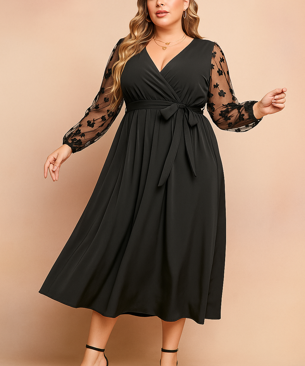 Robe Longue Femme Élégante Tulle Fleuri Taille Plus 0