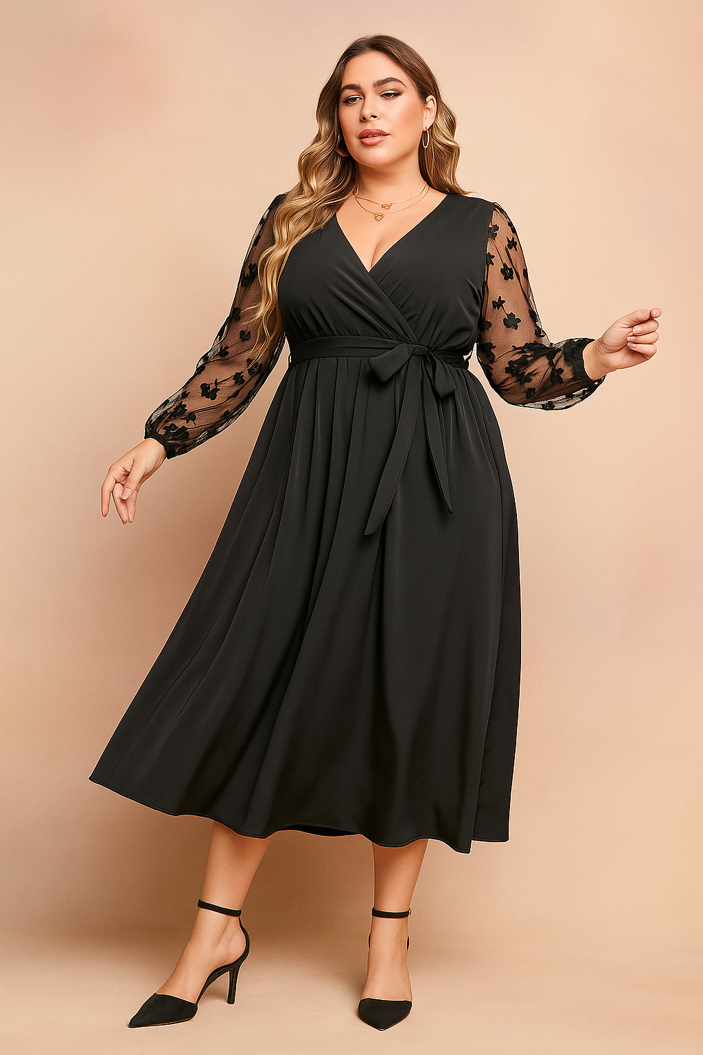 Robe Longue Femme Élégante Tulle Fleuri Taille Plus 0