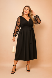 Robe Longue Femme Élégante Tulle Fleuri Taille Plus 1