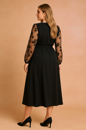 Robe Longue Femme Élégante Tulle Fleuri Taille Plus 2