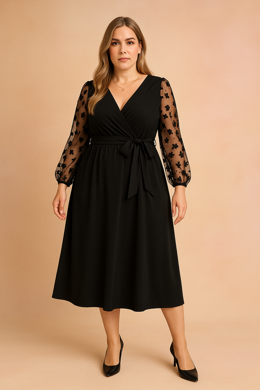 Robe Longue Femme Élégante Tulle Fleuri Taille Plus 3