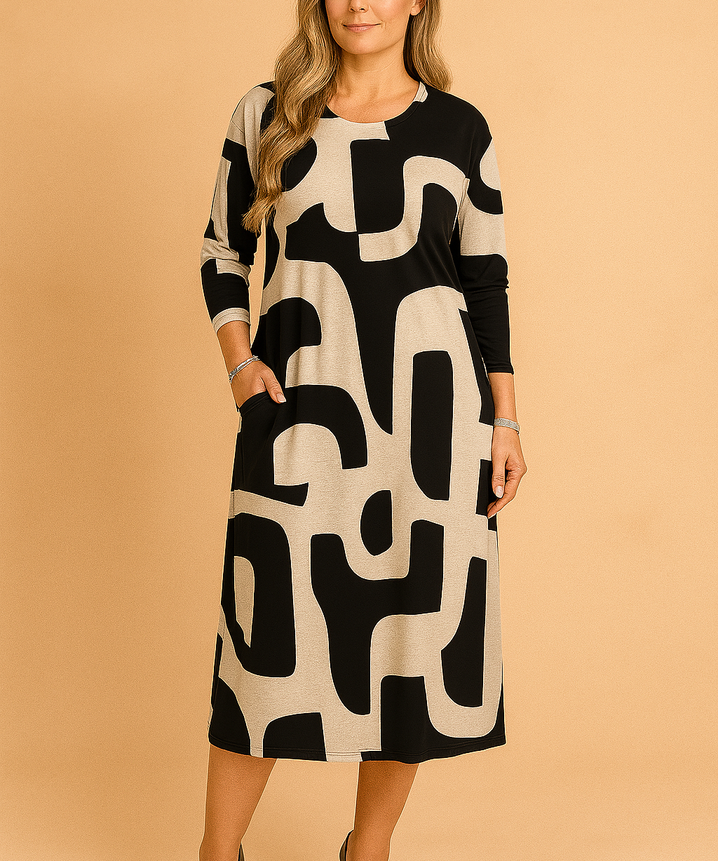 Robe Longue Vintage Élégante à Imprimé Artistique Polyester 0