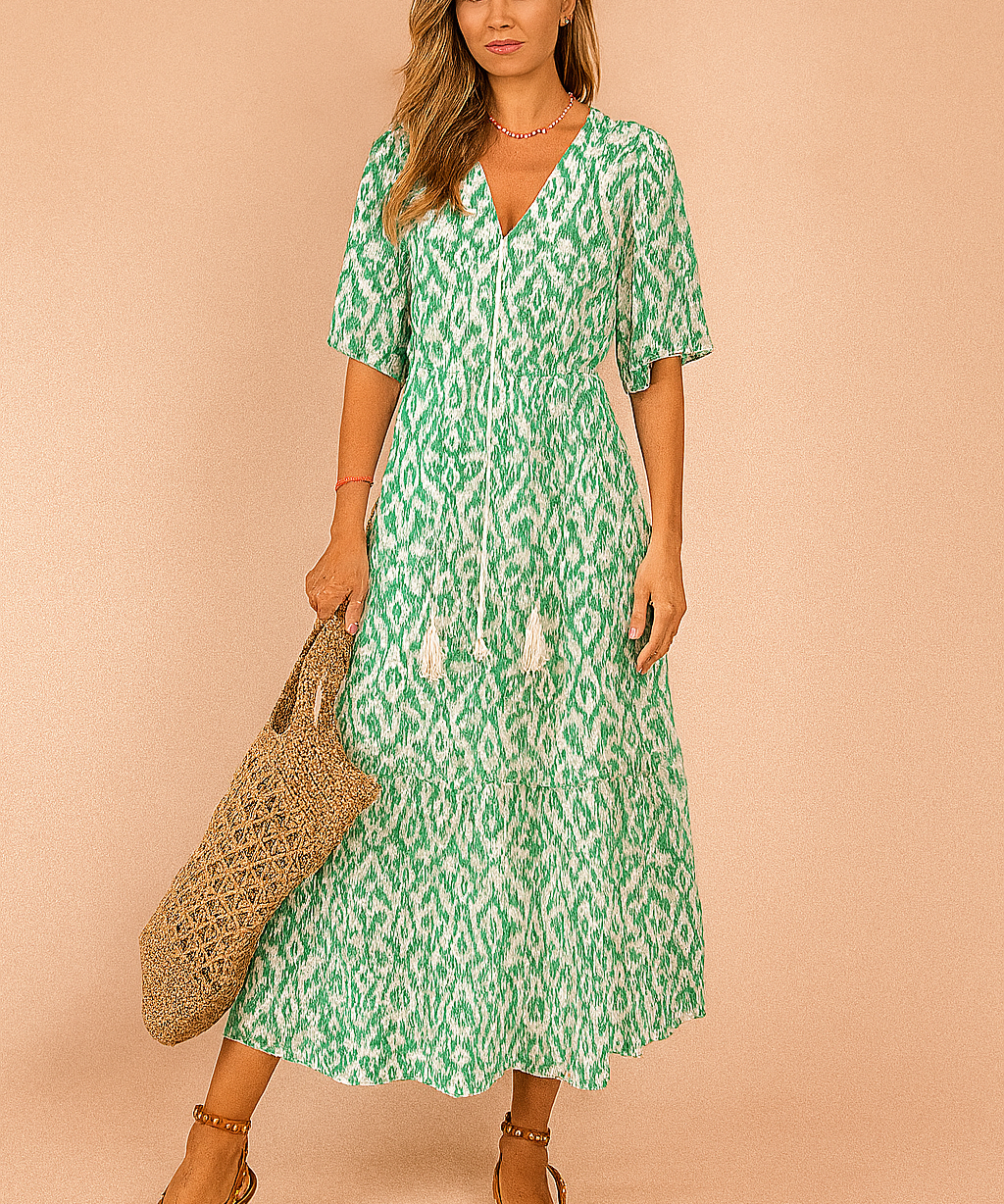 Robe Longue d'Été Élégante Femme Tissu Aéré 0