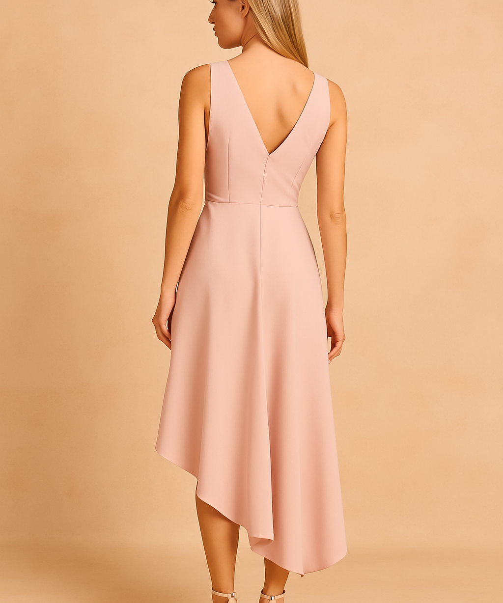 Robe Mi-Longue Élégante Femme Décolleté en V Tissu Léger 0