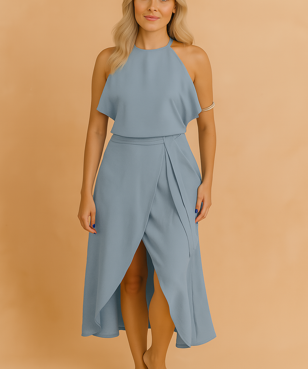 Robe Midi Décontractée Femme Épaules Dénudées Tissu de Qualité 0