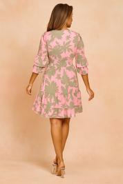 Robe Midi Élégante d'Été Femme Rose 1