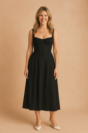 Robe Midi Fleurie Élégante Femme avec Fente et Volants 7