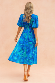 Robe Midi d'Été Femme Élégante en Tissu Floral 4