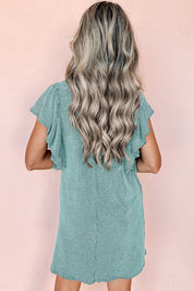 Robe Mini Femme Élégante à Manches Papillon Texturée 1