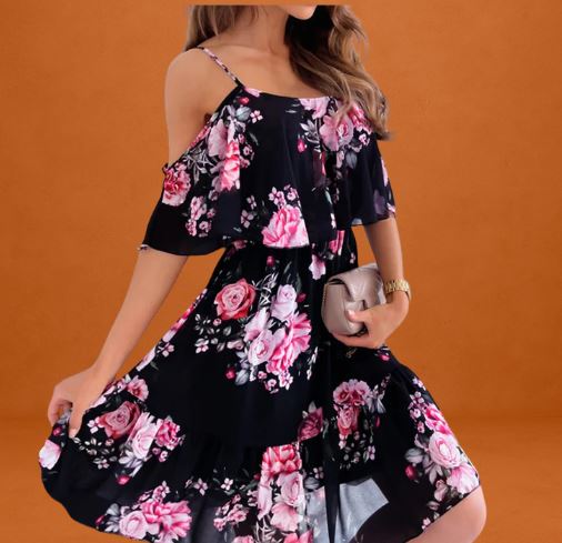 Robe Mini Fleurie Femme Élégante Légère 0