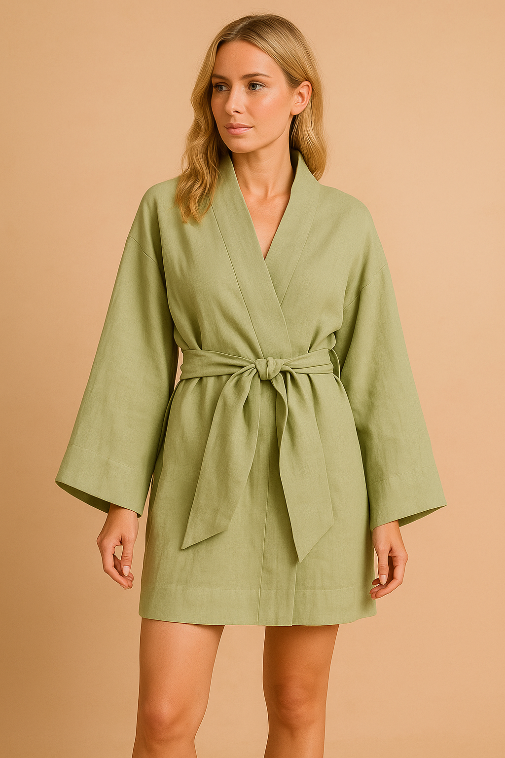 Robe à nouer Femme Élégante Encolure Cache-Cœur Tissu Confortable 1