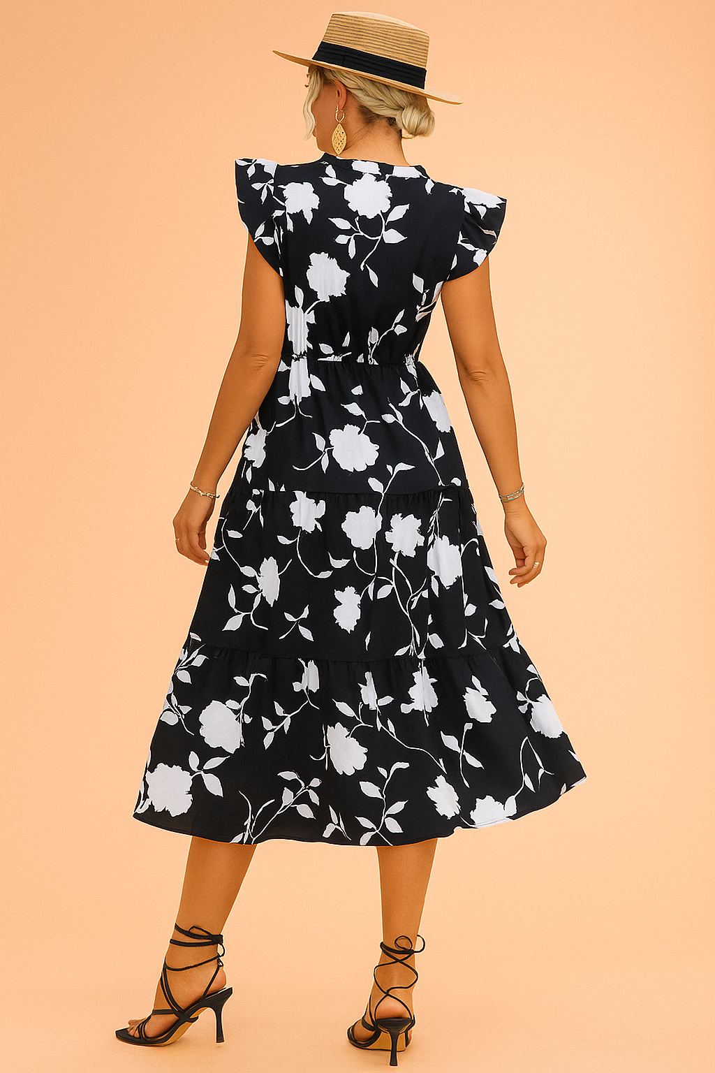 Robe d'Été Femme Élégante Fleurie Confortable Midi 1