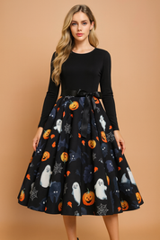 Robe d'Halloween pour femme | Costume de fantôme citrouille rétro 10