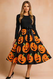 Robe d'Halloween pour femme | Costume de fantôme citrouille rétro 12