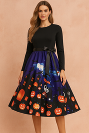 Robe d'Halloween pour femme | Costume de fantôme citrouille rétro 13